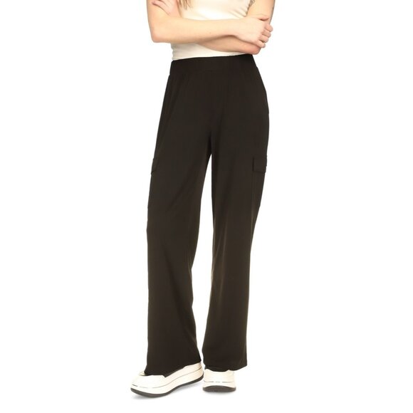 Michael Kors Women's High-Rise Wide-Leg Cargo Pants Black Size XL MSRP $98 - Picture 1 of 4